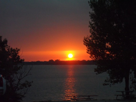 brilliant sunset on the lake