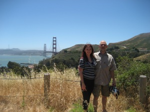 Jeff and Jasper on bike trip across Golden Gate Bridge